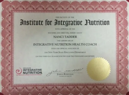 Integrative Nutrition Health Coach Certification from the Institute for Integrative Nutrition