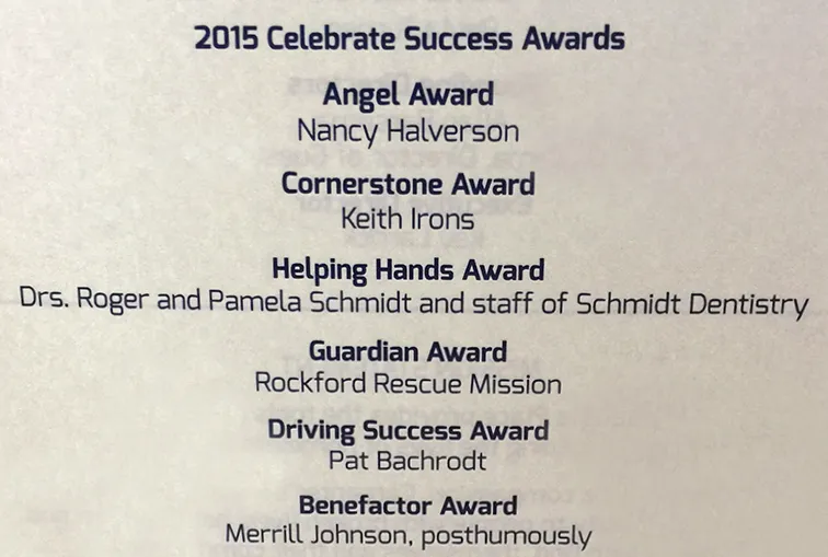 2015 Celebrate Success Award certificate